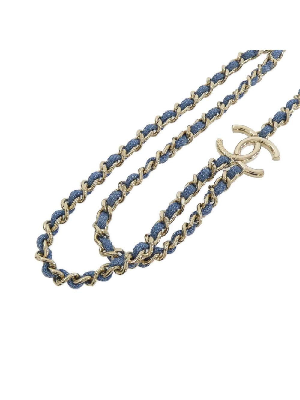 Chanel Pendant Necklace Blue And Gold #371398C17B